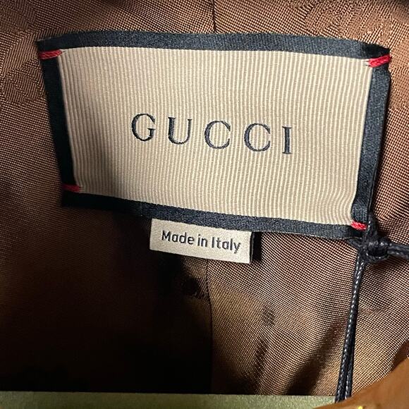 NWT Gucci GG Canvas Jacket Leather Trim Neutral Brown Tan Womens 40 / US 4 - Picture 10 of 16